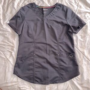 Women's Gray V-Neck Scrub Top‎